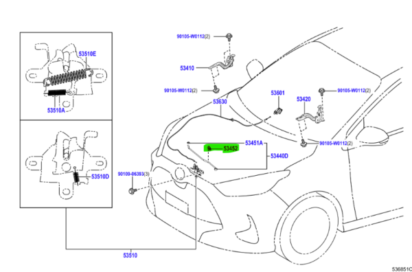 Toyota Yaris (2020 - present) Bonnet Stay Retaining clip - Image 2