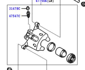 Toyota Corolla 2001-2007 Rear Brake Caliper R/H