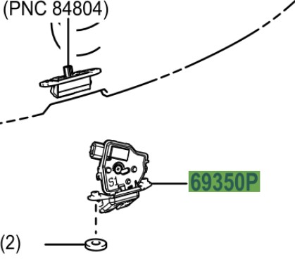 Toyota Corolla 2019-Present LOCK ASSY BACK DOOR W/COURTESY LAMP SWITCH