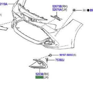 Toyota Corolla 2019 - COVER ASSY FRONT BUMPER HOLE LH PLATED