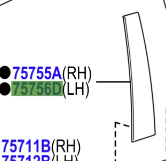 Toyota Corolla 2019-Present MOULDING FRONT DOOR WINDOW FRAME LH(CENTER PILLAR SIDE)