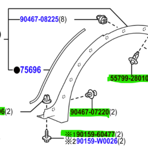 Toyota C-HR (2023-Present) Rear wheel Arch Moulding fixing kit