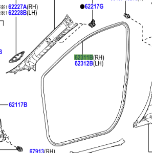 Toyota Corolla (UKP) (2019-Present) Front Door Weatherstrip (RH)