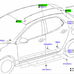 Toyota Yaris (2020-present) Rh Roof Drip Strip Moulding And Clips