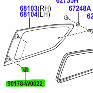 Toyota Aygo (2008-2012) Rear Door Glass Retaining Nut