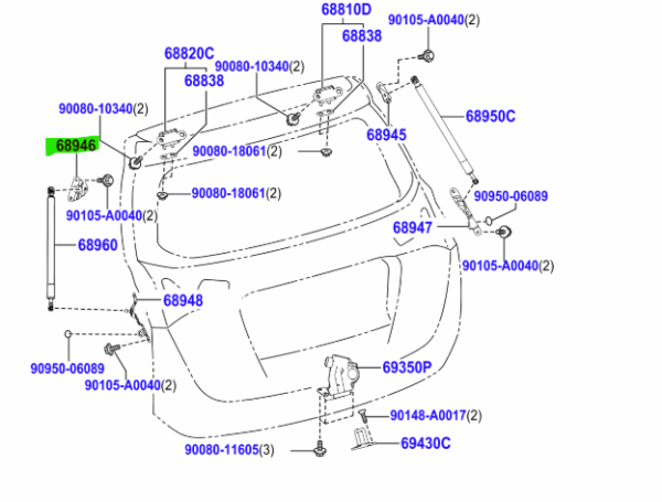 Toyota Rav 4 (Nap) (2013 - 2018) L/H Upper Boot Strut Bracket