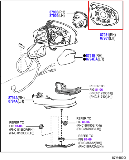 Toyota C-HR (2023 - Present) RH Mirror Glass