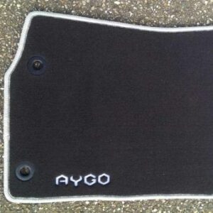 Toyota Aygo (2014-Present) Anthracite Textile Floor Mats Silver Overlock PZ41090356FL