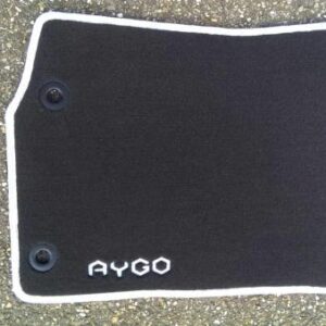Toyota Aygo (2014-Present) Anthracite Textile Floor Mats White Overlock PZ41090356FN