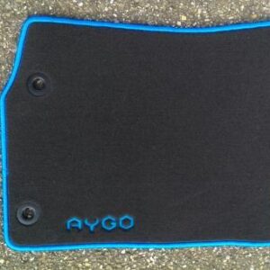 Toyota Aygo (2014-Present) Anthracite Textile Floor Mats Cyan Overlock PZ41090356FP