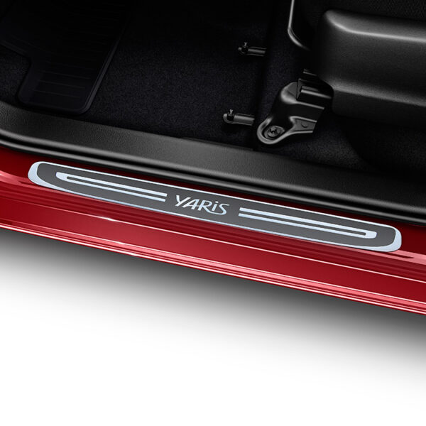 Toyota Yaris (2005-2013) Brushed Aluminium Scuff Plates On Grey PZ438B218A00