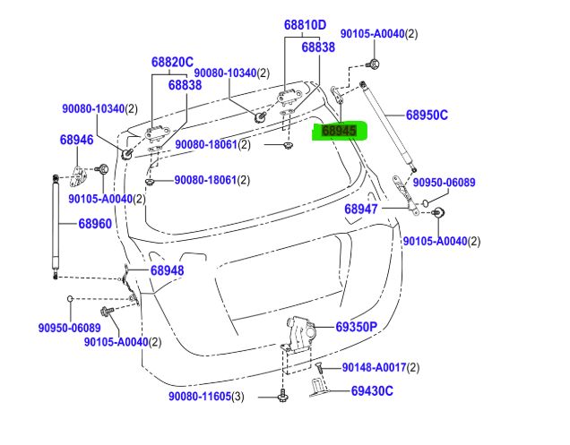 Toyota Rav 4 (Nap) (2013 - 2018) R/H Upper Boot Strut Bracket - Image 2