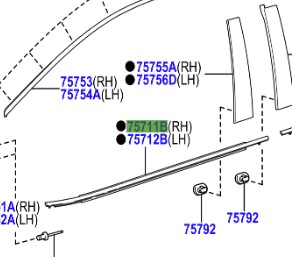 Toyota Corolla 2019-Present MOULDING FRONT DOOR MOULDING RH