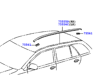 Toyota Auris 2007-2013 Roof Moulding R/H