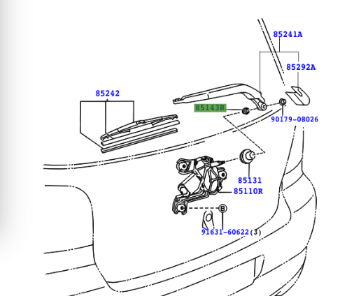 Toyota Yaris (FRP) (2001-2005) Rear Wiper Motor Grommet