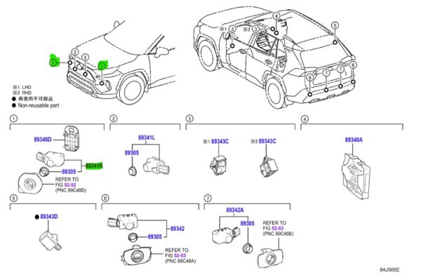 Toyota Rav 4 (2018-present) Front Bumper Outer Parking Sensor (Painted6x3) - Image 2