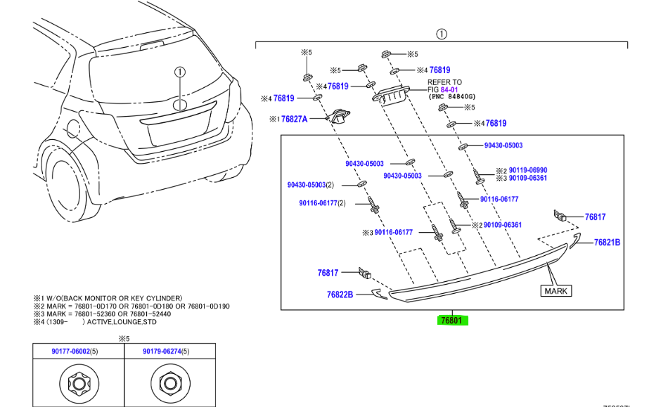 Toyota Yaris / Hybrid (2011-2014) Rear Tailgate Handle Chrome Trim - Image 2