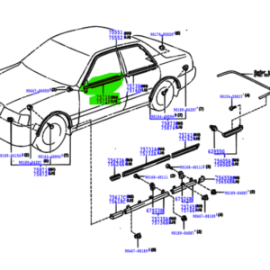 Toyota Crown (1995-2001) Front Door Window Scraper Mouldings