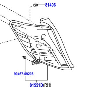 Toyota Yaris/Hybrid 2011-2014 Rear Light Lens LH