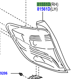 Toyota Yaris/Hybrid 2014-2020 Lens & Body, Rear Combination Lamp, RH
