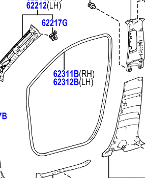 Toyota C-HR 2016- Weatherstrip, Front Door Opening Trim, RH