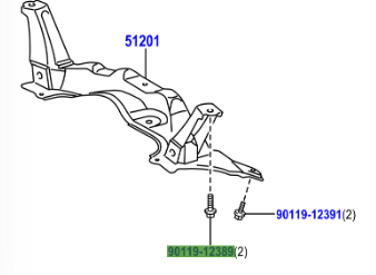 Toyota Yaris 2005-2011 Bolt W/Washer