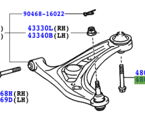 Toyota Yaris 2005-2011 Bolt For Front Suspension Lower Arm LH No2