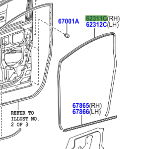 Toyota Alphard 2008-2015 Weatherstrip, Front Door Opening Trim, LH