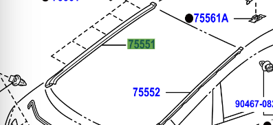 Toyota Alphard 2008-2015 Moulding, Roof Drip Side Finish, RH