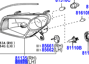 Toyota RAV4 2000-2005 Unit Assy Headlamp, LH