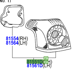 Toyota Avensis 2003-2008 Lens & Bod, Rear Combination Lamp, RH