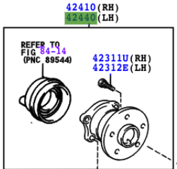 Toyota Celica 1999-2005 Hub & Bearing Assy, Rear Axle, LH