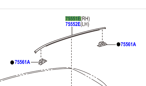 Toyota IQ 2008-2014 Moulding, Roof Drip Side Finish, RH