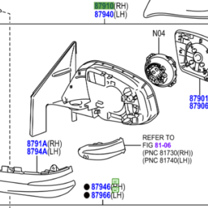 Toyota RAV4 2012-2019 Mirror Assy, Outer Rear View, RH, No Paint