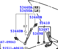 Toyota Land Cruiser 1998-2007 Support Assy, Hood, LH