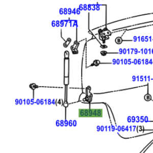 Toyota Yaris 2001-2005 Bracket, Back Door Damper Stay, Lower LH