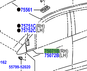 Toyota Yaris/Hybrid 2014-2020 Moulding Sub-Assy, Front Door, Outside Upper LH