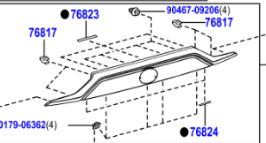 Toyota Rav4 2020- Present Garnish Sub-Assy, Back Door, Outside