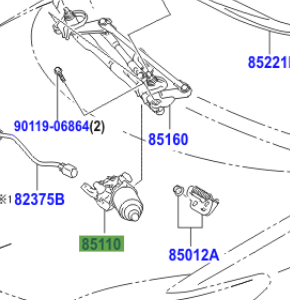 Toyota Prius 2009-2015 Motor Assy, Windshield Wiper