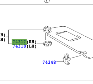Toyota Rav4 2005-2012 Cover, Visor Bracket, RH, Gray