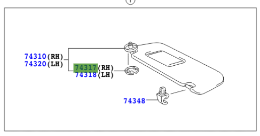 Toyota Rav4 2005-2012 Cover, Visor Bracket, RH, Gray