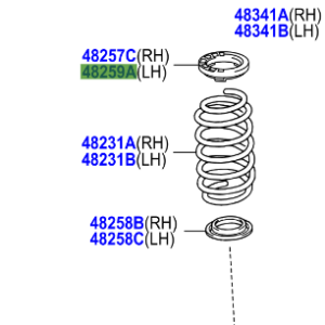 Toyota Prius 2009-2015 Insulator, Rear Coil Spring, Upper RH
