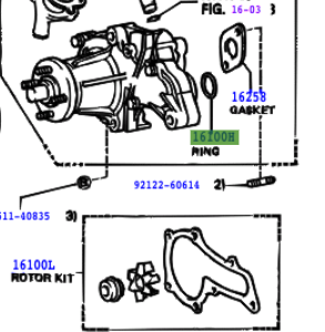 Toyota Corolla 1979-1983 Ring, O For Water Pump