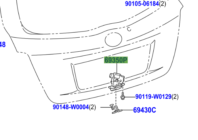 Toyota Yaris/Hybrid 2011-2014 Striker Assy, Back Door Lock