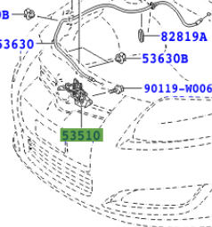 Toyota Auris/Hybrid 11/2008-12/2009 Hood Lock Assy (Stop & Start System Package)