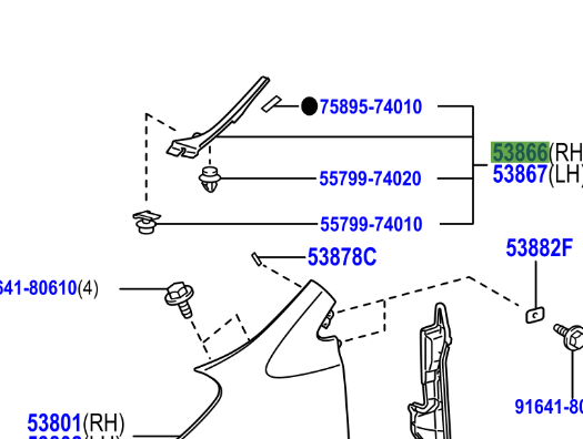 Toyota IQ 2008-2014 Seal, Front Fener To Cowl Side, RH