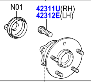 Toyota Auris/Hybrid 2007-2013 Hub & Bearing Assy, Rear Axle, LH