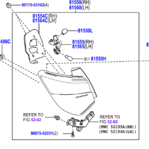 Toyota Yaris/Hybrid 2014-2020 Lamp Assy, Rear Combination, RH