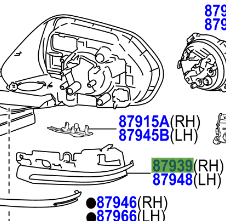 Toyota Prius 2015-2022 Cover, Outer Mirror Hole, RH