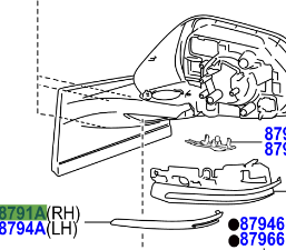 Toyota Prius 2015-2022 Cover, Outer Mirror, RH NO.2